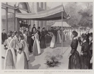 Königin Alexandras erster öffentlicher Akt, der Empfang des Queen Victoria